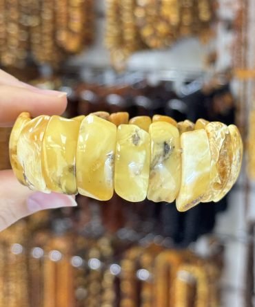 naturalaus gintaro laisvos formos klasikine apyranke
