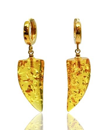Gintariniai medaus auskarai „Iltys”